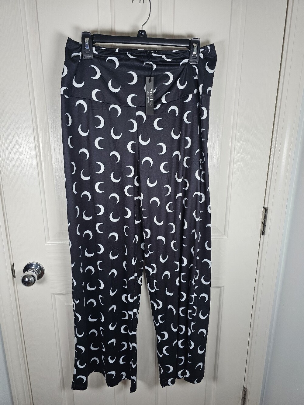 Arolina NWT Wide Leg Crescent Moon Pull On Pants Halloween Witch Stretchy Size L - Picture 1 of 6